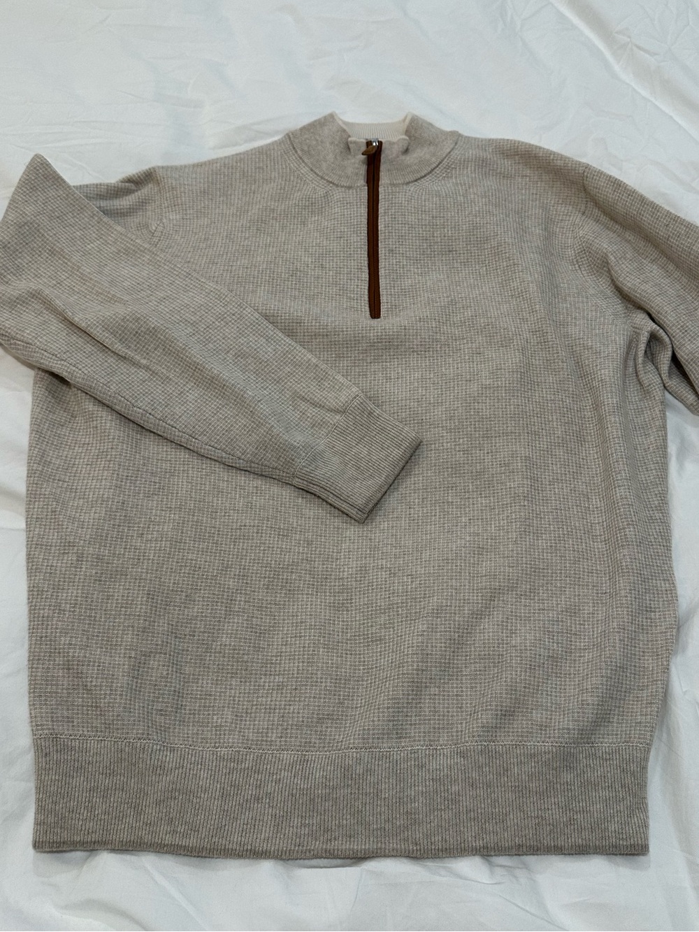 Peter Millar Men's Half-Zip Sweater in Light Taupe